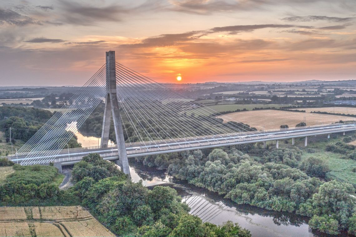 Modern Irish infrastructure demonstrating how contemporary bridge engineering can support regional connectivity while integrating with the surrounding landscape.